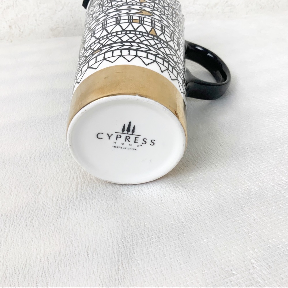Cypress Home Ceramic Travel Mug With Lid Julie Comstock Geometric Pattern - Picture 7 of 9